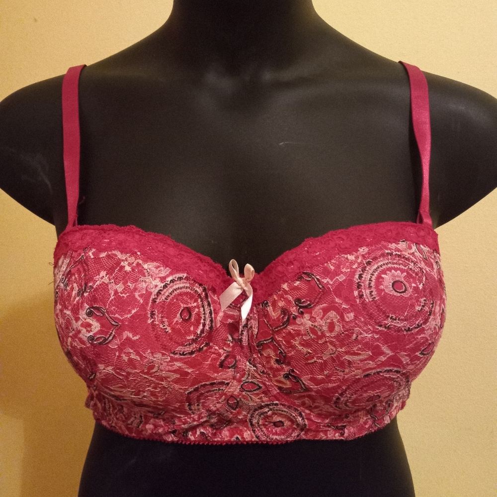 Black Fuchsia by Secret Lace Red Flora Lace 40D Bra